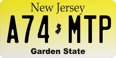 NJ license plate A74MTP