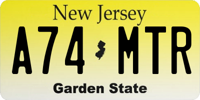 NJ license plate A74MTR