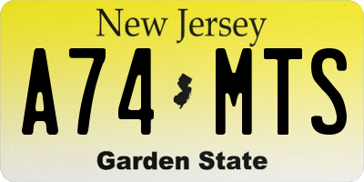 NJ license plate A74MTS