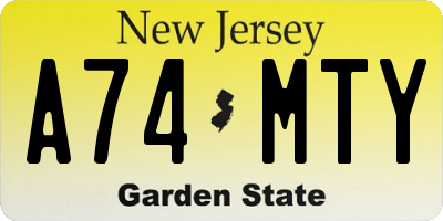 NJ license plate A74MTY