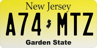 NJ license plate A74MTZ