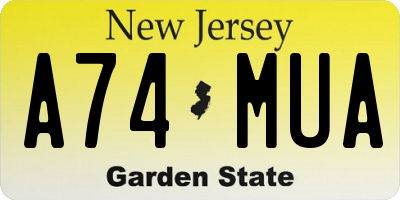 NJ license plate A74MUA