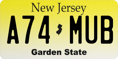 NJ license plate A74MUB