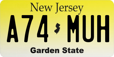 NJ license plate A74MUH