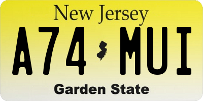 NJ license plate A74MUI
