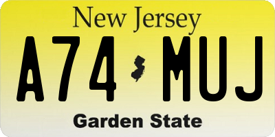 NJ license plate A74MUJ