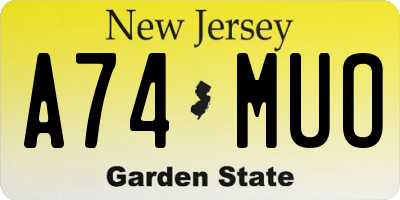 NJ license plate A74MUO