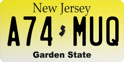 NJ license plate A74MUQ
