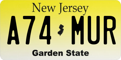 NJ license plate A74MUR