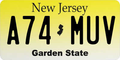 NJ license plate A74MUV