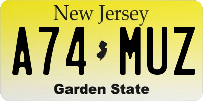 NJ license plate A74MUZ