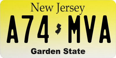 NJ license plate A74MVA