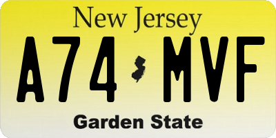 NJ license plate A74MVF