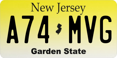 NJ license plate A74MVG