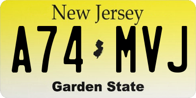 NJ license plate A74MVJ