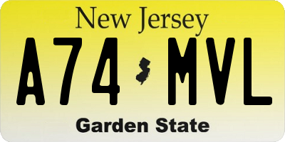NJ license plate A74MVL