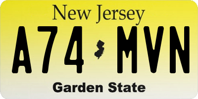 NJ license plate A74MVN