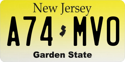 NJ license plate A74MVO