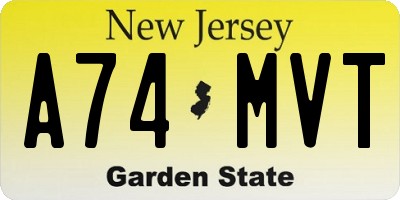 NJ license plate A74MVT