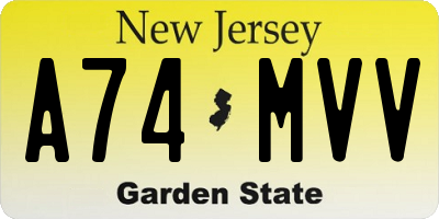 NJ license plate A74MVV