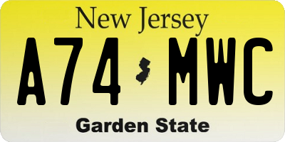 NJ license plate A74MWC