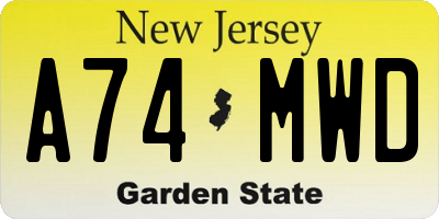 NJ license plate A74MWD