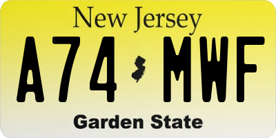 NJ license plate A74MWF