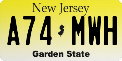 NJ license plate A74MWH