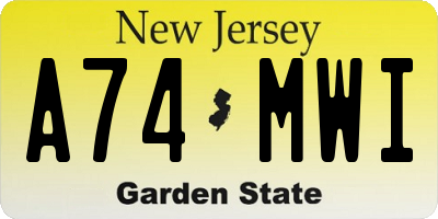 NJ license plate A74MWI