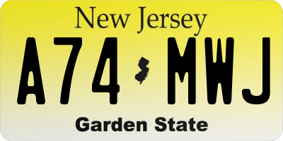 NJ license plate A74MWJ