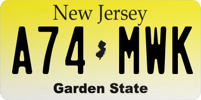 NJ license plate A74MWK