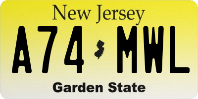 NJ license plate A74MWL