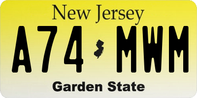 NJ license plate A74MWM
