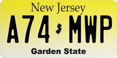 NJ license plate A74MWP