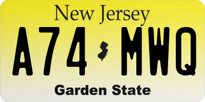 NJ license plate A74MWQ