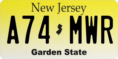 NJ license plate A74MWR