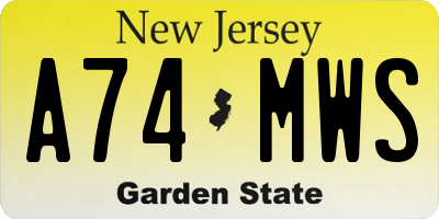 NJ license plate A74MWS
