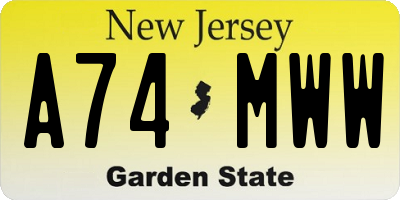 NJ license plate A74MWW