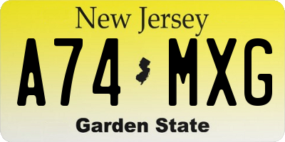 NJ license plate A74MXG