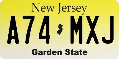 NJ license plate A74MXJ