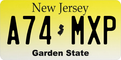 NJ license plate A74MXP