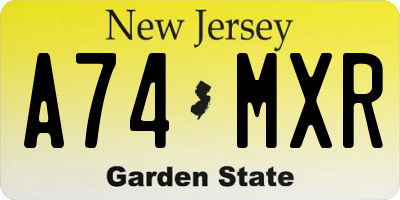 NJ license plate A74MXR