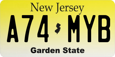 NJ license plate A74MYB