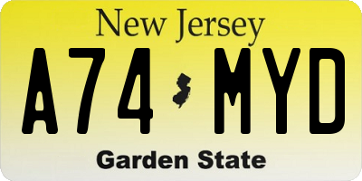 NJ license plate A74MYD