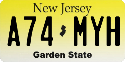 NJ license plate A74MYH