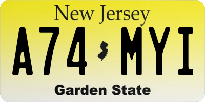 NJ license plate A74MYI