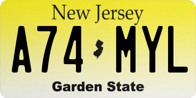 NJ license plate A74MYL