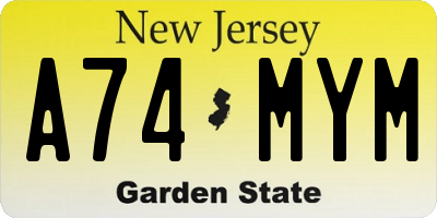 NJ license plate A74MYM