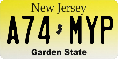 NJ license plate A74MYP
