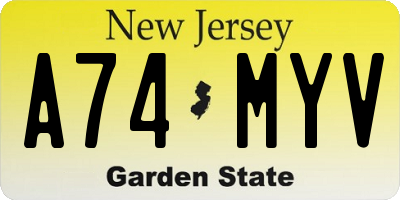 NJ license plate A74MYV